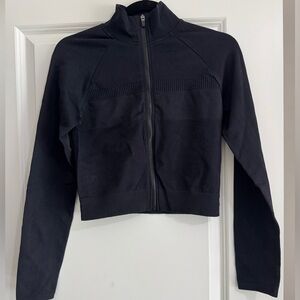 Fabletics Women's Black Crop Zip-Up Jacket